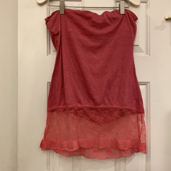 😍 2/$29 Self Esteem strapless top with elastic on top & lacey on bottom L - Picture 7 of 9